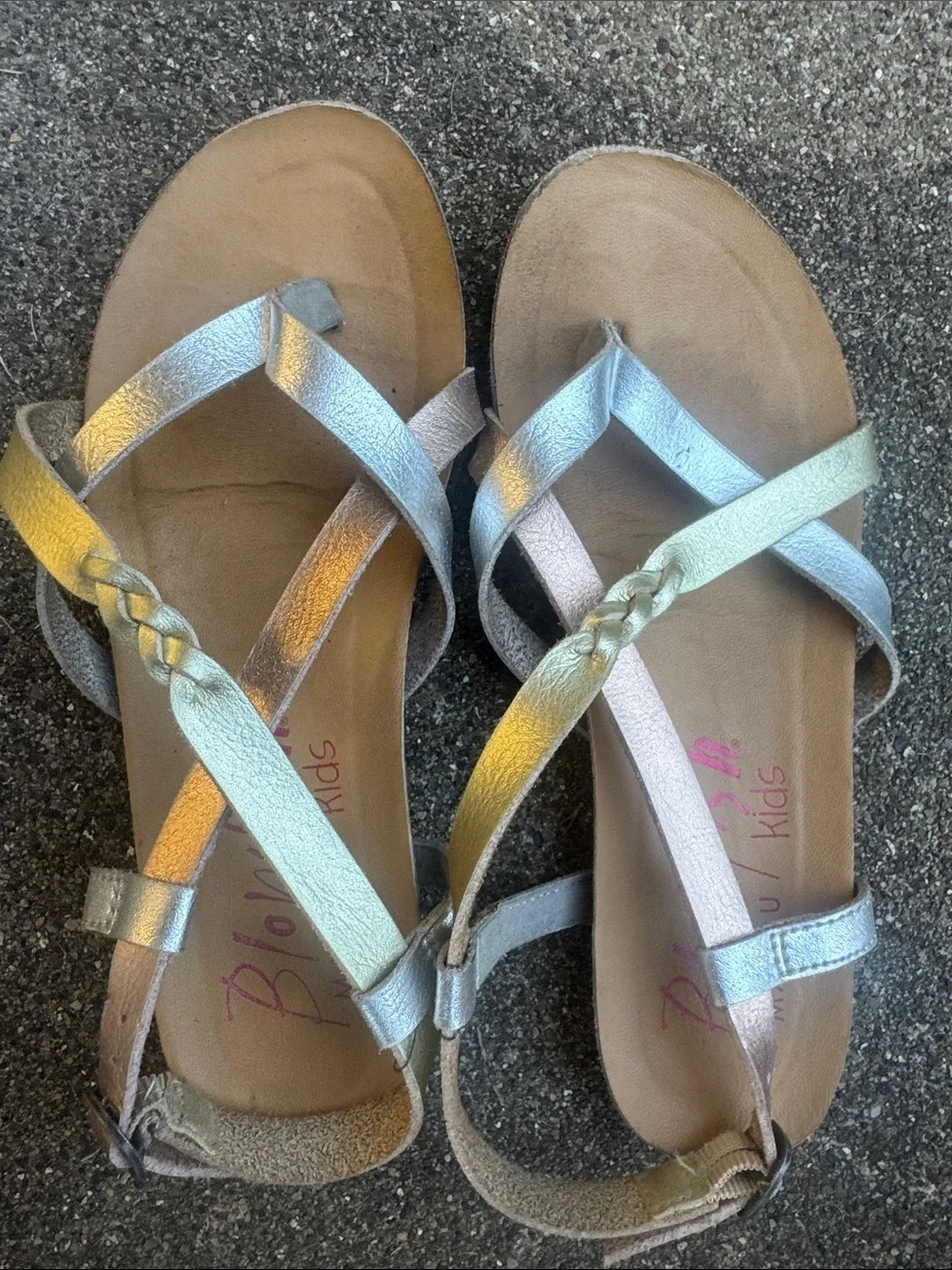 Blowfish Girls Metallic Multi-Tone Braided Strap Sandals
